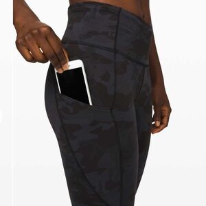 Lululemon Fast and Free High-Rise Crop II 23" Incognito Camo Multi Grey, Size 6